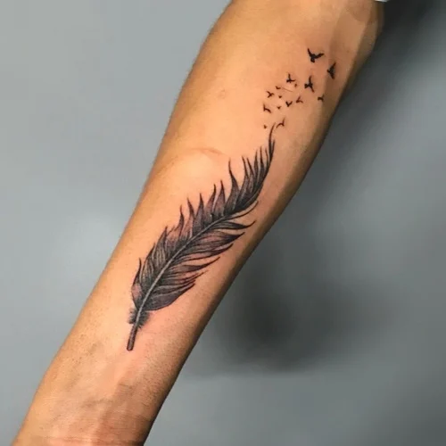 Meaningful Tattoo Designs with Deep Symbolism 12 Classic Feather Tattoo shahab ta2