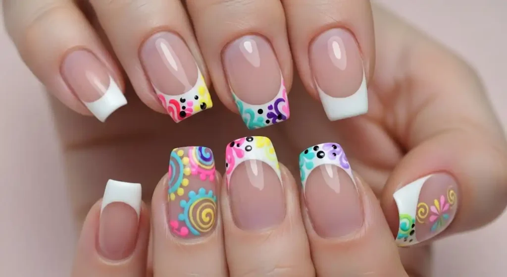 Top 20 Nail Trends for 2025: Shapes, Colors & Designs You Need to Try 7 Colorful French Tips reinvented nails 1 min 1024x559 1