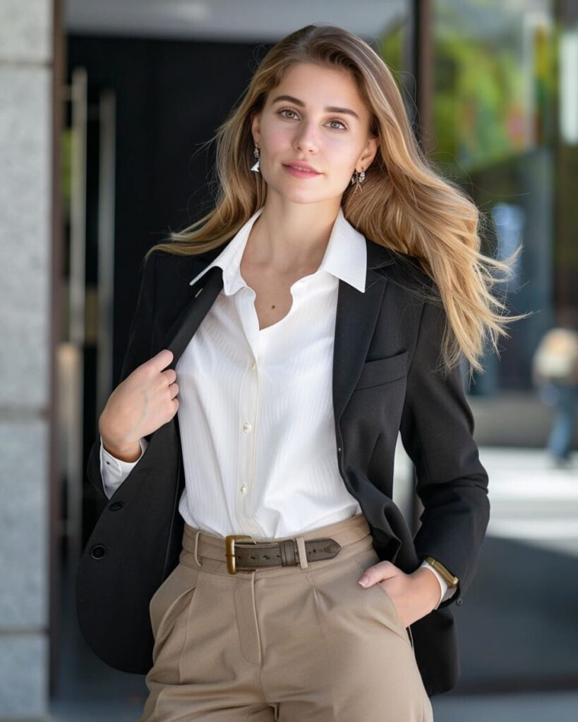 Street Style Guide 2025: How to Look Effortlessly Cool Every Day 5 noir blazer silk blouse 1