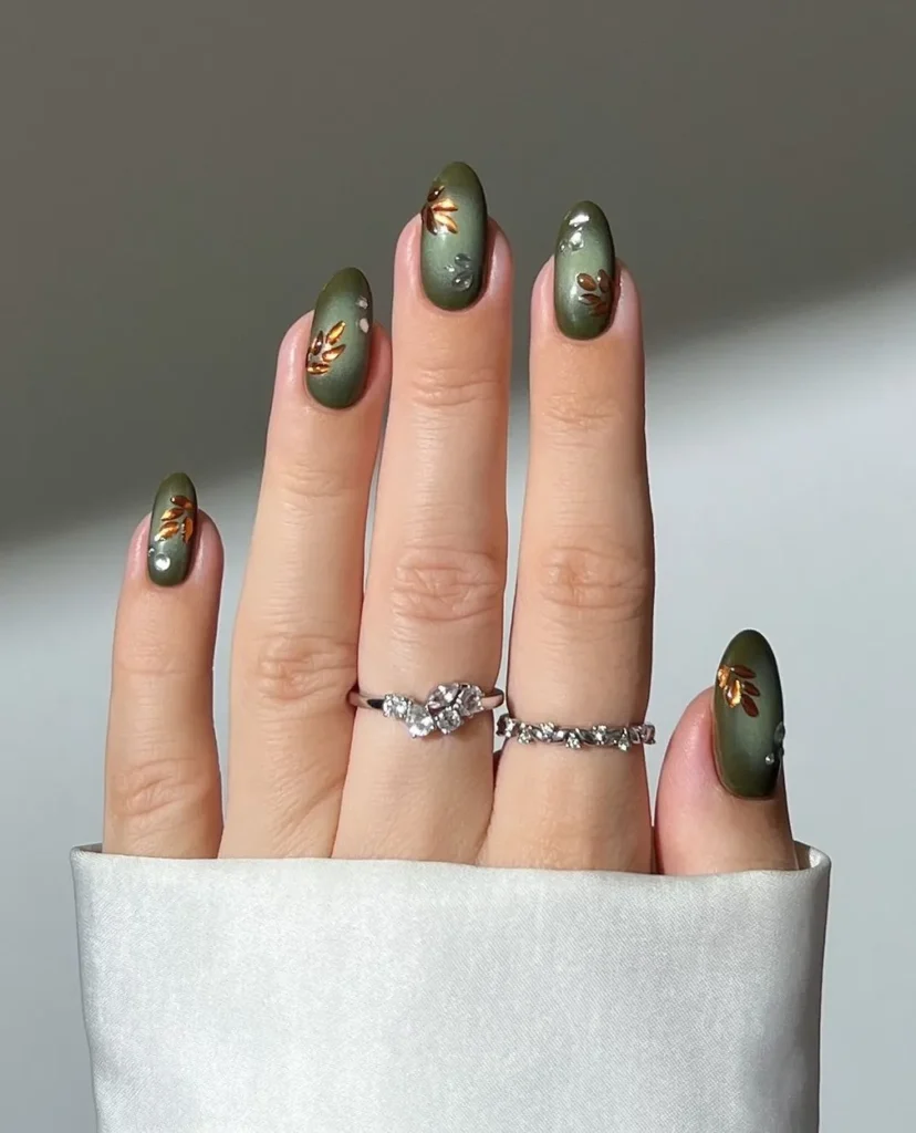 25 Stunning Nude Nail Designs for Every Skin Tone 12 ombre short sparkly falling leaves themed cute Thanksgiving nails ideas 1
