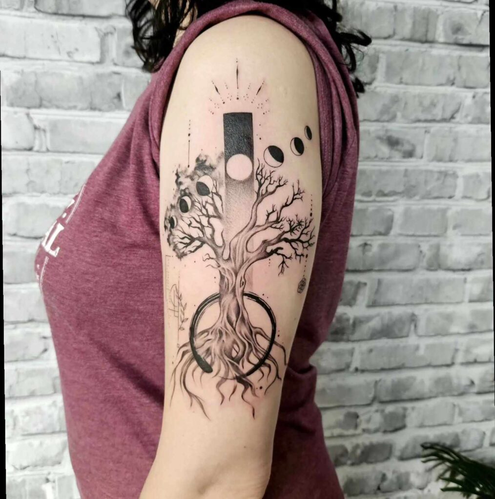 Meaningful Tattoo Designs with Deep Symbolism 6 tree and moon phases tattoo 3258812289c542318a466129dd0783e1